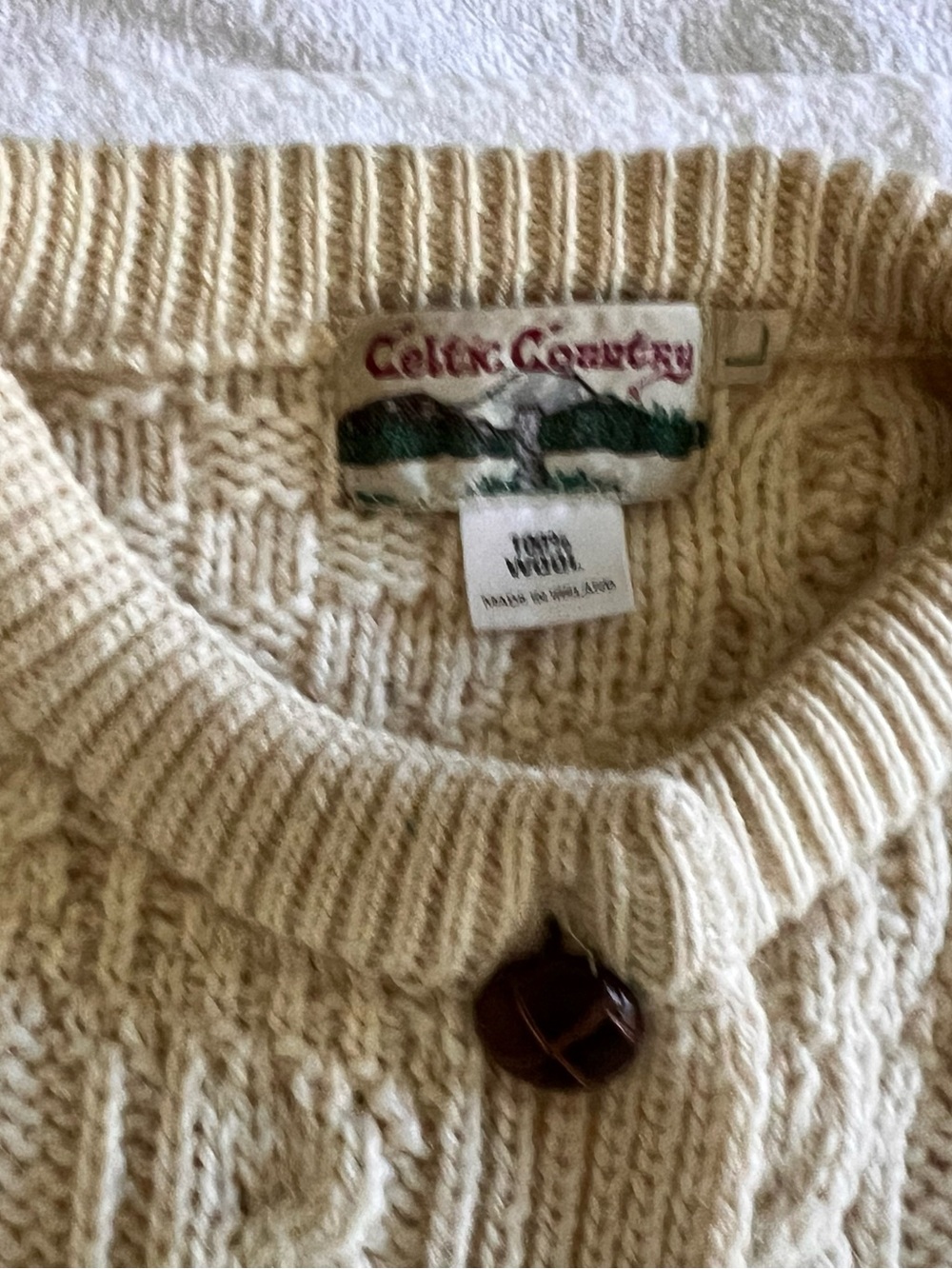 Classic Cream Cable Knit Button-Up Cardigan - Picture 10 of 10